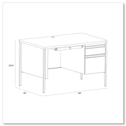 Sale 48 in. x 30 in. x 29.5 in. One Right-Hand Pedestal Box/File Drawers Teachers Pedestal Desks - Maple/Black Office Furniture & Lighting