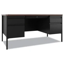 60 in. x 30 in. x 29.5 in. Left and Right-Hand Pedestals: Box/File Drawer Format Teachers Pedestal Desks - Walnut/Black Office Furniture & Lighting