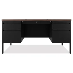60 in. x 30 in. x 29.5 in. Left and Right-Hand Pedestals: Box/File Drawer Format Teachers Pedestal Desks - Walnut/Black Office Furniture & Lighting
