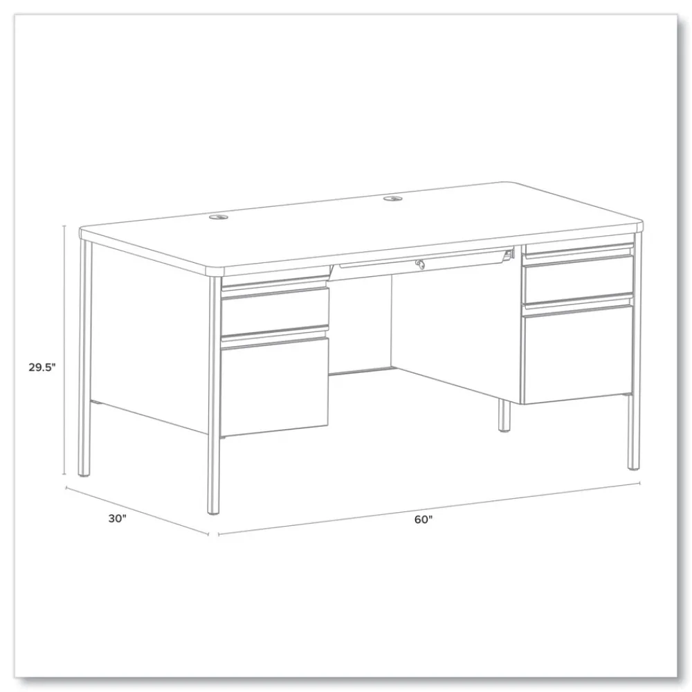 60 in. x 30 in. x 29.5 in. Left and Right-Hand Pedestals: Box/File Drawer Format Teachers Pedestal Desks - Walnut/Black Office Furniture & Lighting