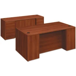 Online 72 in. x 36 in. x 29.5 in. 10700 Series Double Full-Height Pedestal Desk - Cognac Office Furniture & Lighting