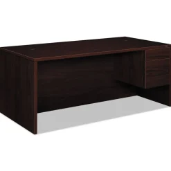 New 72 in. x 36 in. x 29.5 in. 10500 Series L Workstation Right Pedestal Desk with 3/4-Height Pedestal - Mahogany Office Furniture & Lighting