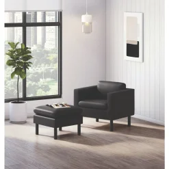 Clearance 23 in. x 23 in. x 17.5 in. Parkwyn Series Ottoman - Black Office Furniture & Lighting