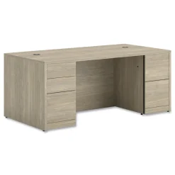 Discount 10500 Series 72 in. x 36 in. x 29.5 in. Double Full-Height Pedestal Desk - Kingswood Walnut Office Furniture & Lighting