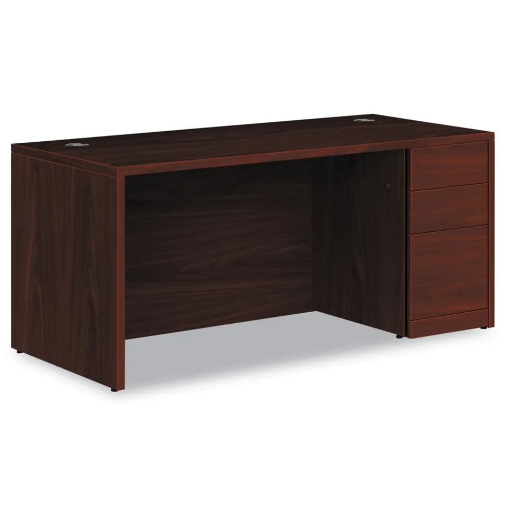 10500 Series 66 in. x 30 in. x 29.5 in. Single Pedestal Desk - Mahogany Office Furniture & Lighting