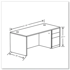 10500 Series 66 in. x 30 in. x 29.5 in. Single Pedestal Desk - Mahogany Office Furniture & Lighting