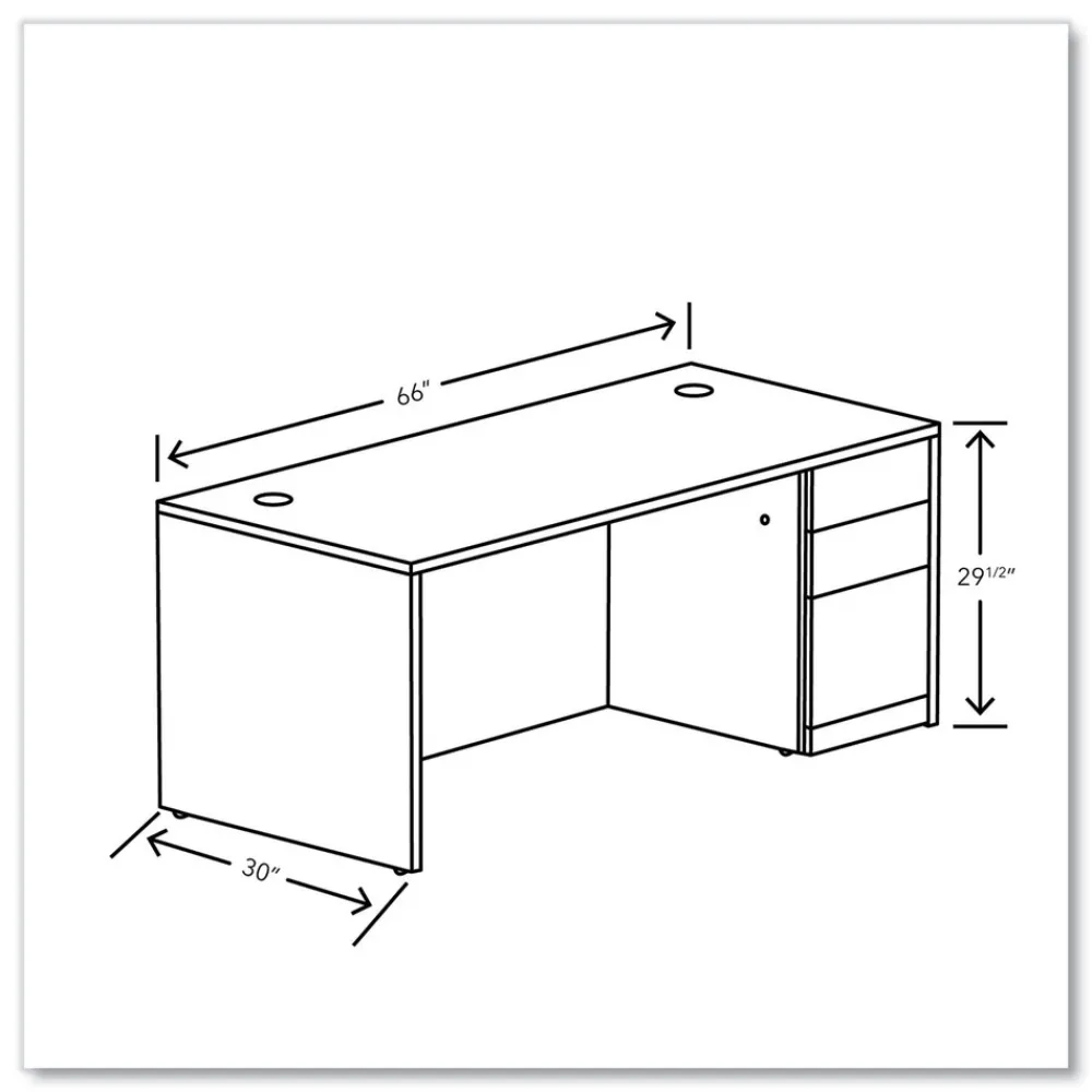 10500 Series 66 in. x 30 in. x 29.5 in. Single Pedestal Desk - Mahogany Office Furniture & Lighting
