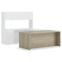 New 10500 Series 72 in. x 36 in. x 29.5 in. Single Full-Height Pedestal Desk - Kingswood Walnut Office Furniture & Lighting