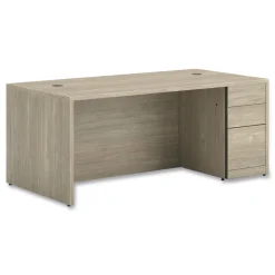 New 10500 Series 72 in. x 36 in. x 29.5 in. Single Full-Height Pedestal Desk - Kingswood Walnut Office Furniture & Lighting