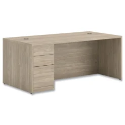 New 10500 Series 72 in. x 36 in. x 29.5 in. Single Full-Height Pedestal Desk - Kingswood Walnut Office Furniture & Lighting