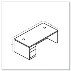 New 10500 Series 72 in. x 36 in. x 29.5 in. Single Full-Height Pedestal Desk - Kingswood Walnut Office Furniture & Lighting