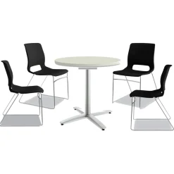 Best Between Seated-Height X-Base with 30 in. Diameter Between Round Table Top and Motivate High-Density Stacking Chair Bundle (4 Chairs/Carton) Office Furniture & Lighting