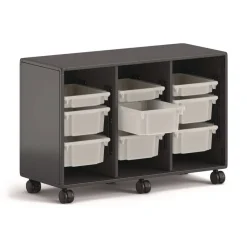 Clearance Class-ifi 46.63 in. x 18.75 in. x 31.38 in. Three-Wide Tote Storage Cabinet - Charcoal Gray Office Furniture & Lighting