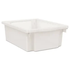 Flagship 12.75 in. x 16 in. x 6 in. 1 Section Storage Bins - Translucent White Desk Accessories & Office Organizers