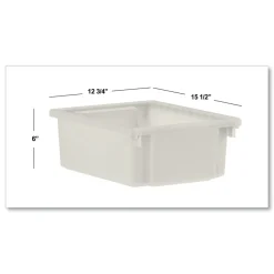 Flagship 12.75 in. x 16 in. x 6 in. 1 Section Storage Bins - Translucent White Desk Accessories & Office Organizers