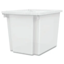 Discount Flagship 12.75 in. x 16 in. x 12 in. 1 Section Storage Bins - Translucent White Desk Accessories & Office Organizers