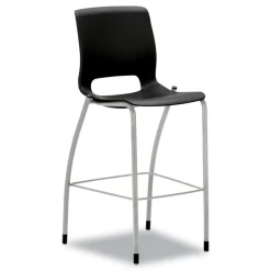 Motivate Four-Leg 30 in. Seat Height Supports Up to 300 lbs. Cafe Height Stool - Onyx Seat/Back, Platinum Base Office Furniture & Lighting