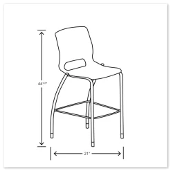 Motivate Four-Leg 30 in. Seat Height Supports Up to 300 lbs. Cafe Height Stool - Onyx Seat/Back, Platinum Base Office Furniture & Lighting