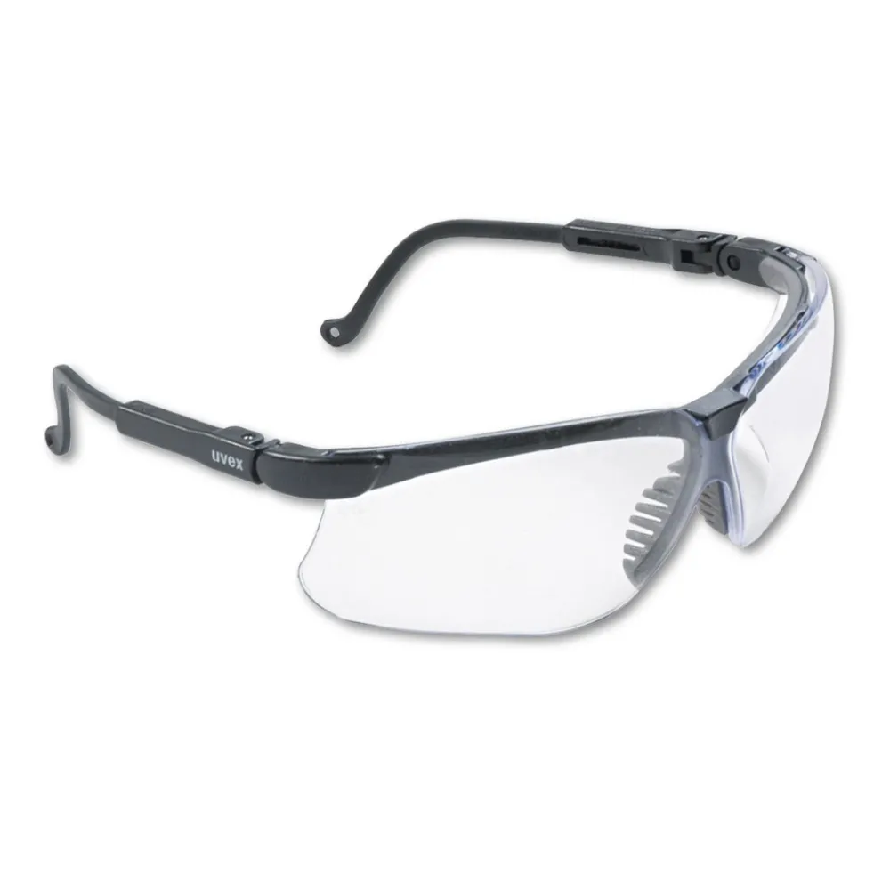 Sale Genesis Wraparound Safety Glasses - Black Plastic Frame/Clear Lens Eye Protection