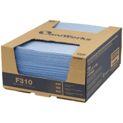 Hot 13 in. x 21 in. 1-Ply Deluxe Foodservice Wiper - Blue (150/Carton) Cleaning & Janitorial Supplies