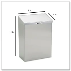Clearance 8 in. x 4 in. x 11 in. Wall Mount Sanitary Napkin Receptacle - Stainless Steel Trash & Waste Bins