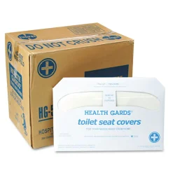 New Health Gards 14.25 in. x 16.5 in. Toilet Seat Covers - White (5000/Carton) Cleaning & Janitorial Supplies