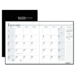 Clearance 10 in. x 7 in. 14-Month (Dec 2025-Jan 2027) Recycled Ruled Planner with Leatherette Cover - Black Cover Calendars & Planners