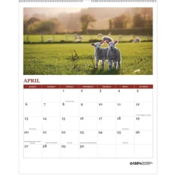 Hot 11 in. x 14 in. 12-Month (Jan-Dec 2026) 100 Percent Recycled Farm Life Wall Calendar - White/Multicolor Sheets Calendars & Planners