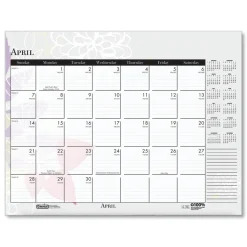 Discount 22 in. x 17 in. 12-Month (Jan-Dec) 2026 Recycled Desk Pad Calendar - Wild Flowers Artwork Calendars & Planners