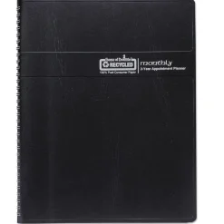 Discount 11 in. x 8.5 in. 24-Month (Jan 2026-Dec 2027) Recycled Ruled Monthly Planner - Black Cover Calendars & Planners