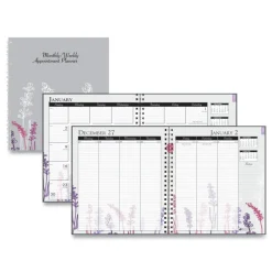 New 9 in. x 7 in. 12-Month (Jan-Dec 2026) Recycled Wild Flower Weekly/Monthly Planner - Gray/White/Purple Cover Calendars & Planners