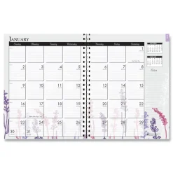 New 9 in. x 7 in. 12-Month (Jan-Dec 2026) Recycled Wild Flower Weekly/Monthly Planner - Gray/White/Purple Cover Calendars & Planners