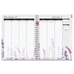 New 9 in. x 7 in. 12-Month (Jan-Dec 2026) Recycled Wild Flower Weekly/Monthly Planner - Gray/White/Purple Cover Calendars & Planners