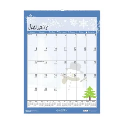 New 12 in. x 16.5 in. 12-Month (Jan-Dec 2026) Recycled Seasonal Wall Calendar Calendars & Planners