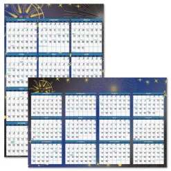 Best 24 in. x 37 in. 12-Month (Jan-Dec 2026) Recycled Stargazer Laminated Wall Planner - White/Blue/Gold Sheets Office Presentation Supplies