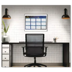Best 24 in. x 37 in. 12-Month (Jan-Dec 2026) Recycled Stargazer Laminated Wall Planner - White/Blue/Gold Sheets Office Presentation Supplies