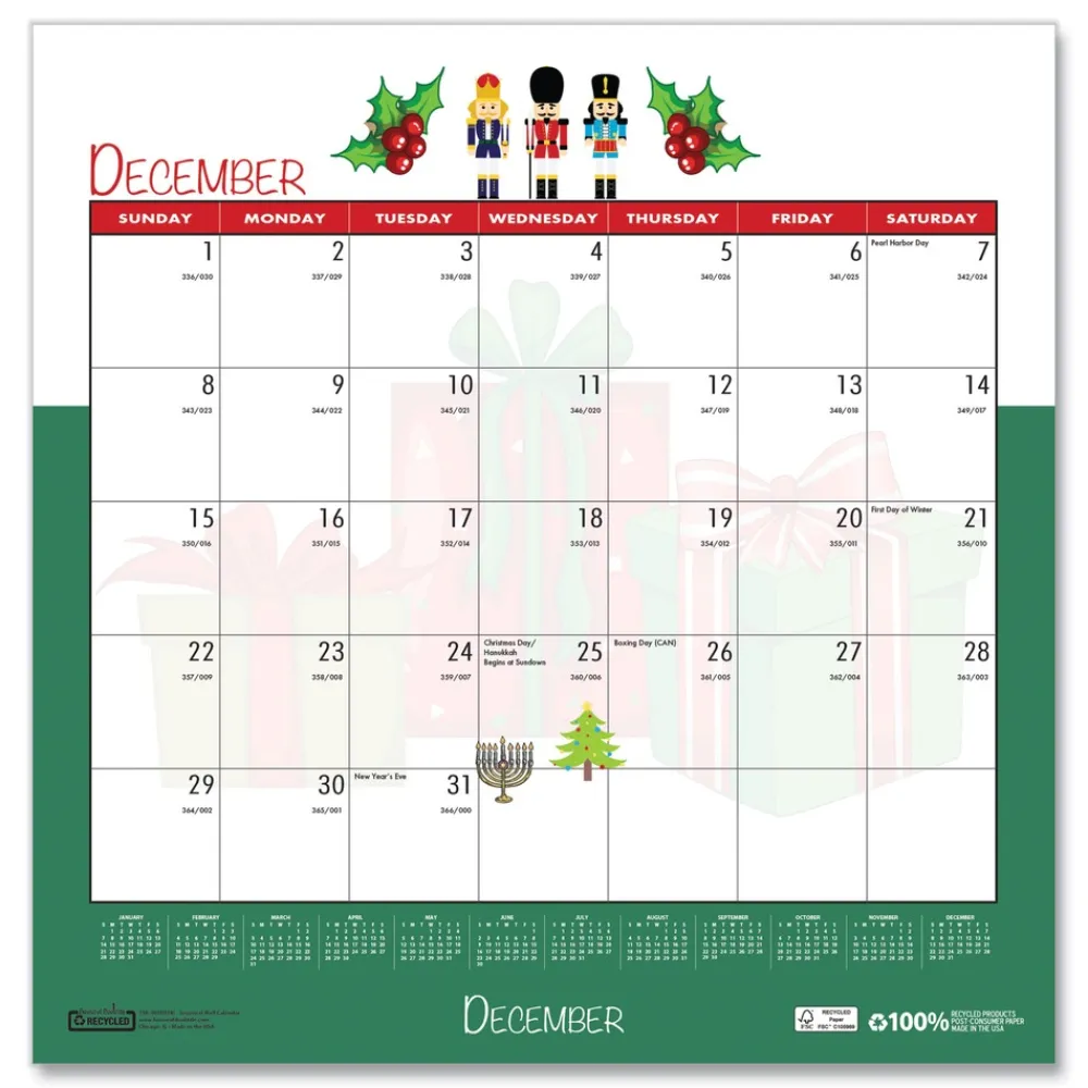 12 in. x 12 in. 12-Month (Jan-Dec 2026) Recycled Seasonal Wall Calendar Calendars & Planners