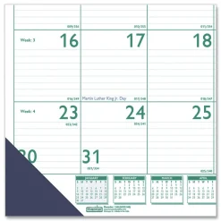 22 in. x 17 in. 13-Month (Jan 2026-Jan 2027) Express Track Monthly Desk Pad Calendar - White/Teal Sheets/Teal Binding Calendars & Planners