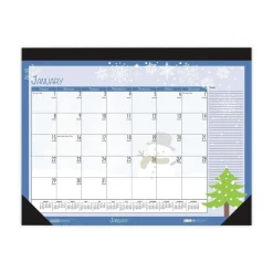 Outlet 18.5 in. x 13 in. 12-Month (Jan-Dec) 2026 Recycled Desk Pad Calendar - Illustrated Seasons Artwork/Black Binding/Corners Calendars & Planners