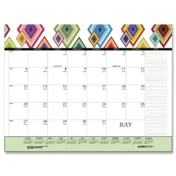 Outlet 22 in. x 17 in. 12-Month Jan-Dec 2026 Recycled Desk Pad Calendar - Geometric Artwork/White Sheets/Black Binding/Corners Calendars & Planners