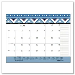 Outlet 22 in. x 17 in. 12-Month Jan-Dec 2026 Recycled Desk Pad Calendar - Geometric Artwork/White Sheets/Black Binding/Corners Calendars & Planners