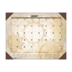 Discount 22 in. x 17 in. 12-Month (Jan-Dec) 2026 Recycled Vintage Desk Pad Calendar - Vintage Artwork/Sepia Sheets/Brown Corners Calendars & Planners