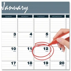 New 8.5 in. x 11 in. 12-Month (Jan-Dec 2026) Bar Harbor Recycled Wirebound Monthly Wall Calendar - White/Blue/Gray Sheets Calendars & Planners