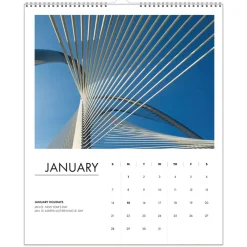 New 14 in. x 11 in. 12-Month (Jan-Dec 2026) 100 Percent Recycled Abstract Architecture Wall Calendar - White Sheets Calendars & Planners