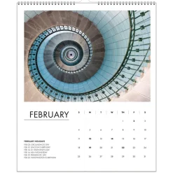 New 14 in. x 11 in. 12-Month (Jan-Dec 2026) 100 Percent Recycled Abstract Architecture Wall Calendar - White Sheets Calendars & Planners