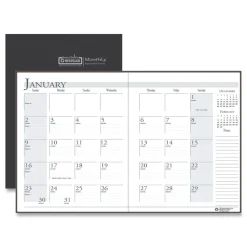 New 11 in. x 8.5 in. 14-Month (Dec 2025-Jan 2027) Recycled Ruled Planner with Leatherette Cover - Black Cover Calendars & Planners