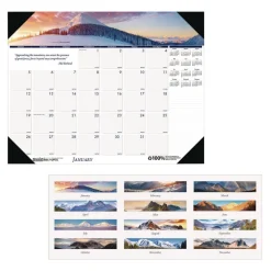 Sale Earthscapes 22 in. x 17 in. 12-Month (Jan-Dec) 2026 Recycled Monthly Desk Pad Calendar - Mountains of the World Photos Calendars & Planners
