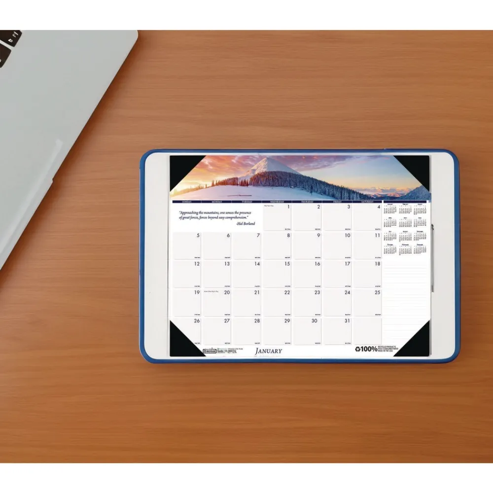 Sale Earthscapes 22 in. x 17 in. 12-Month (Jan-Dec) 2026 Recycled Monthly Desk Pad Calendar - Mountains of the World Photos Calendars & Planners