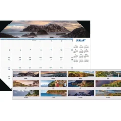 Online Earthscapes 18.5 in. x 13 in. 12-Month (Jan-Dec) 2026 Recycled Monthly Desk Pad Calendar - Coastlines Photos Calendars & Planners