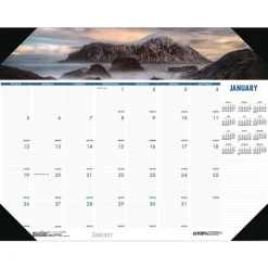 Online Earthscapes 18.5 in. x 13 in. 12-Month (Jan-Dec) 2026 Recycled Monthly Desk Pad Calendar - Coastlines Photos Calendars & Planners